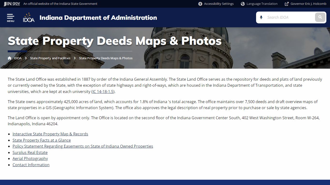 State Property Deeds Maps & Photos - IDOA